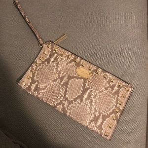 Michael Kors Tan snake print wristlet clutch